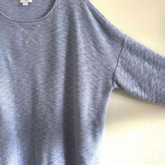 J Jill Blue Slub Knit Crewneck Sweater Large Petite Coastal Grandma Quiet Luxury - Picture 3 of 9